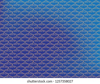 Abstract cloud line traditional seamless pattern design blue color background