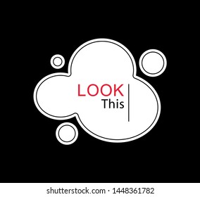 Abstract cloud or liquid shape  or  banner or frame in white black red in cartoon flat modern minimal style for  messages of information or to attract attention 