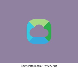 Abstract cloud logo design. Storage creative symbol. Universal vector icon. Data software weather sign.