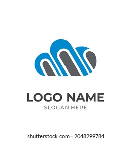 abstract cloud logo design template concept vector with flat black and blue color style