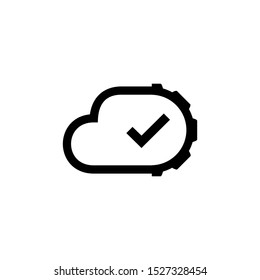 abstract cloud logo symbol with gear cog and check mark vector design. eps10