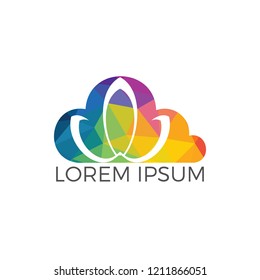 Abstract cloud and lotus flower logo design. Yoga and spa beauty logo design template. 