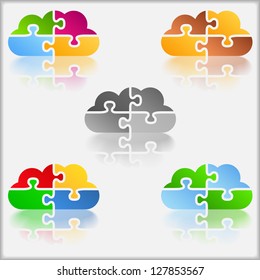 Abstract cloud made of puzzle pieces, design elements for your logo, vector eps10 illustration