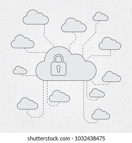 Abstract cloud network connection. Cyber technology concept. Network background concept. Fully editable vector file.