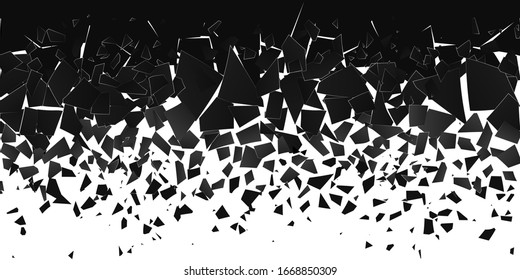 Abstract Cloud Of Pieces And Fragments After Explosion. Shatter And Destruction Effect. Demolition Surface. Vector Illustration