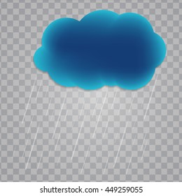 Abstract Cloud with Rain Drops on Transparent Background. Vector Illustration. EPS10