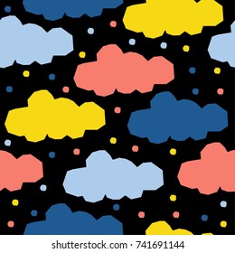 Abstract cloud seamless pattern background. Childish simple application cloud sky cover for design card, wallpaper, album, scrapbook, holiday wrapping paper, textile fabric, bag print, t shirt etc.