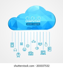 Abstract cloud and social media network icons. Cloud computing vector background