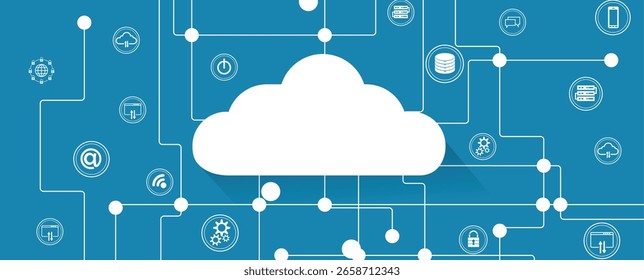 Abstract cloud technology background. Futuristic network computing