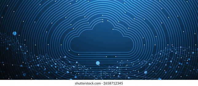 Abstract cloud technology background. Futuristic network computing
