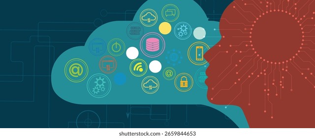 Abstract cloud technology background. Futuristic network computing