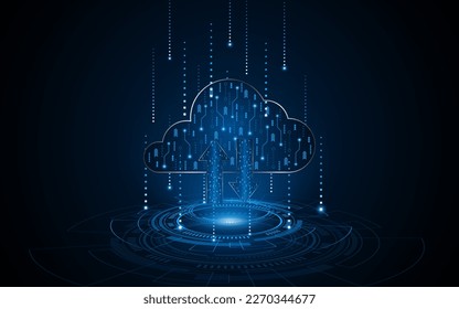 Abstract cloud technology circuit board. modern cloud data storage or exchange technology innovation concept background
