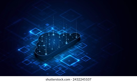 Abstract cloud technology circuit board. Large data center concept. modern cloud storage technology innovation concept background