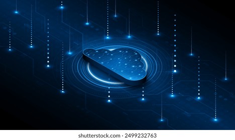 Abstract cloud technology circuit board. Large data center concept. modern cloud storage technology innovation concept background