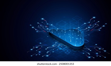 Abstract cloud technology circuit board. Large data center concept. modern cloud storage technology innovation concept background