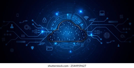 Abstract cloud technology circuit board. Large data center concept. modern cloud storage technology innovation concept background