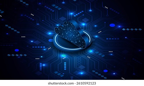 Abstract cloud technology circuit board. Large data center concept. modern cloud storage technology innovation concept background	