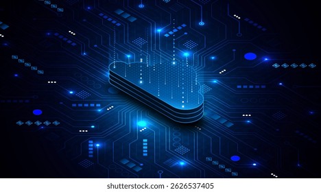 Abstract cloud technology circuit board. Large data center concept. modern cloud storage technology innovation concept background	