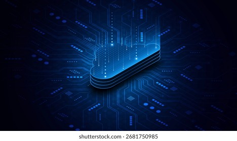 Abstract cloud technology circuit board. Large data center concept. modern cloud storage technology innovation concept background	