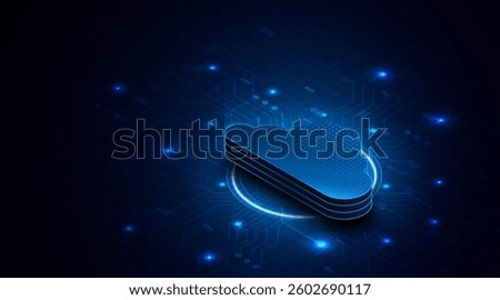Abstract cloud technology circuit board. Large data center concept. modern cloud storage technology innovation concept background	