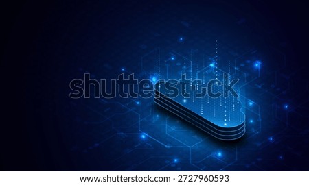 Abstract cloud technology circuit board. Large data center concept. modern cloud storage technology innovation concept background
