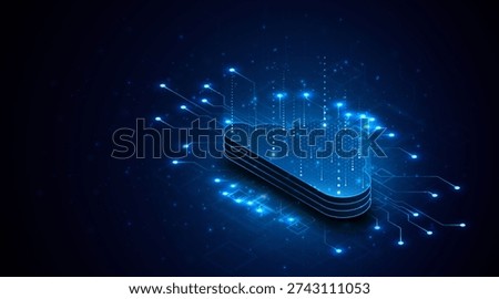 Abstract cloud technology circuit board. Large data center concept. modern cloud storage technology innovation concept background