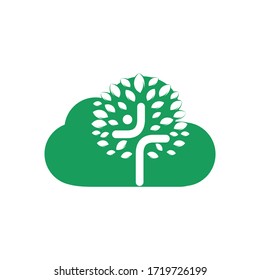 Abstract cloud and tree religious cross symbol icon vector design.