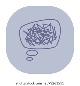 Abstract cloud-like shape filled with chaotic lines. Disorganized thoughts concept