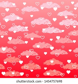Abstract clouds and heart on a gradient background. Clouds graphic wallpaper. pattern. Valentine's Day.