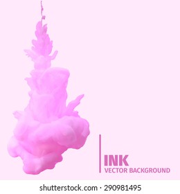 Abstract clouds. Ink twisted into water. A cloud of ink in water isolated on pink. Holi. Background for banners, cards, posters, websites, print. Vector  illustration.