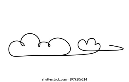 Abstract clouds as line drawing on white as background. Vector