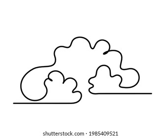 Abstract clouds as line drawing on white as background. Vector