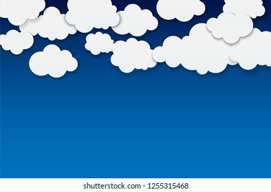 Abstract clouds on blue background - place for your text. Vector illustration.