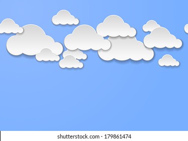Abstract clouds on light blue background. Cloud computing concept. Vector illustration