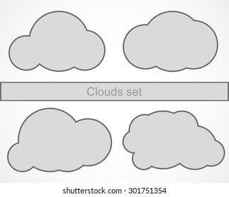 Abstract clouds outline icon. Grey weather vector symbols
