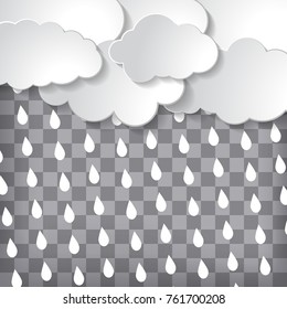 abstract clouds with rain drops on a grey chequered background