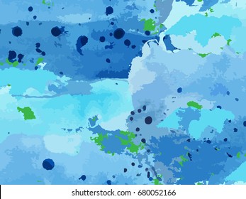 Abstract clouds seamless vector pattern in blue and green colors