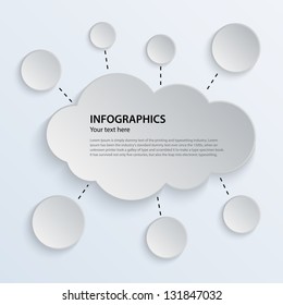 Abstract clouds for social networks on gray background. Cloud computing concept. Vector illustration