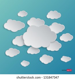 Abstract clouds for social networks on blue background. Cloud computing concept. Vector illustration
