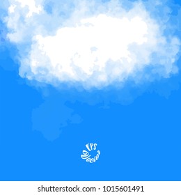 Abstract clouds watercolor background. Stain in grunge style. Perfect for designing and decorating banners and flyers. Blue copyspace