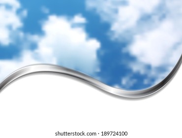 Abstract cloudscape design with silver wave. Gradient mesh