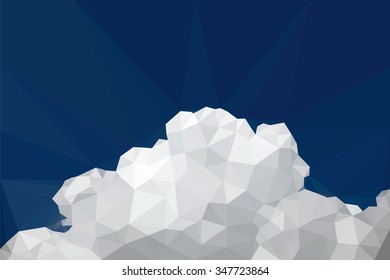 An abstract cloudscape on a blue sky, low poly vector illustration.
