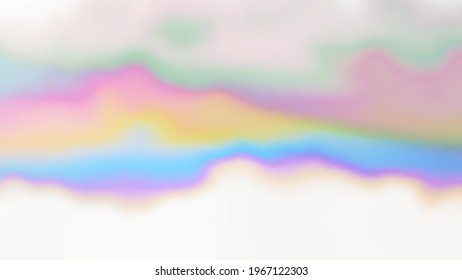 Abstract cloudy iridescent wallpaper. Dreams colors illustration. Trendy holographic background. Not trace, include mesh gradient. Vector EPS10