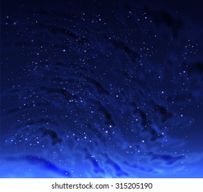 Abstract cloudy night starry sky