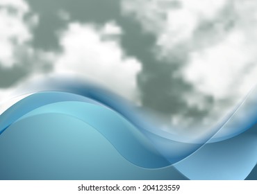 Abstract cloudy sky vector wavy background