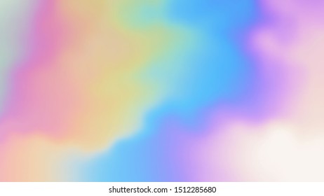 Abstract cloudy wallpaper. Holographic gradient card. Romantic trendy colourful background. Not trace, include mesh gradient. Vector EPS10