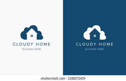 Resumen de la plantilla de diseño del logo de la casa de nubes. Icono de vector universal