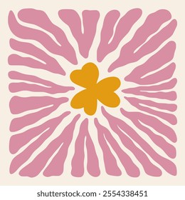 Abstract clove shape poster. Hand drawn flowers infantile style. Organic doodle shapes matisse style, naive art, contemporary backgrounds. Heart vector illustration