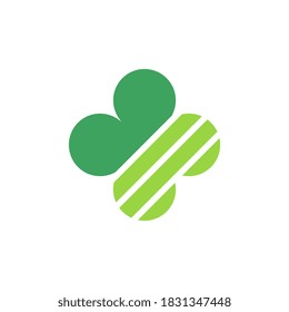 Resumen icono del logotipo de la hoja de trébol, símbolo de suerte