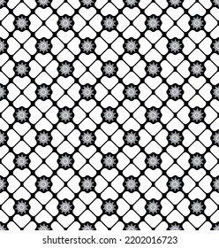 Abstract Clover Leaves Geometric Retro Seamless Pattern Trendy Fashion Design Perfect for Allover Fabric Print or Wrapping Paper Minimalist Diagonal Squares Small Florals White Gray Tones